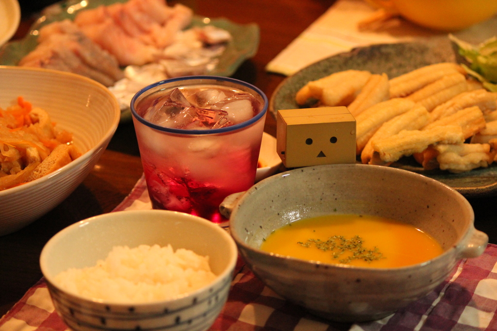 太刀魚と鰆づくしとかぼちゃのスープのばんごはん