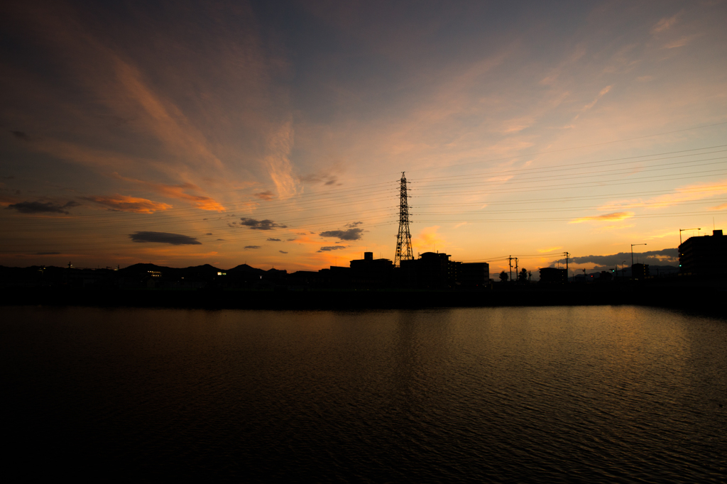 夕焼けに向かう家路