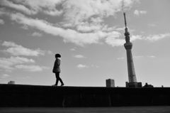 girl and skytree