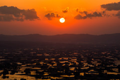 『富山』 散居村の夕日