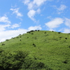 緑の山と青空