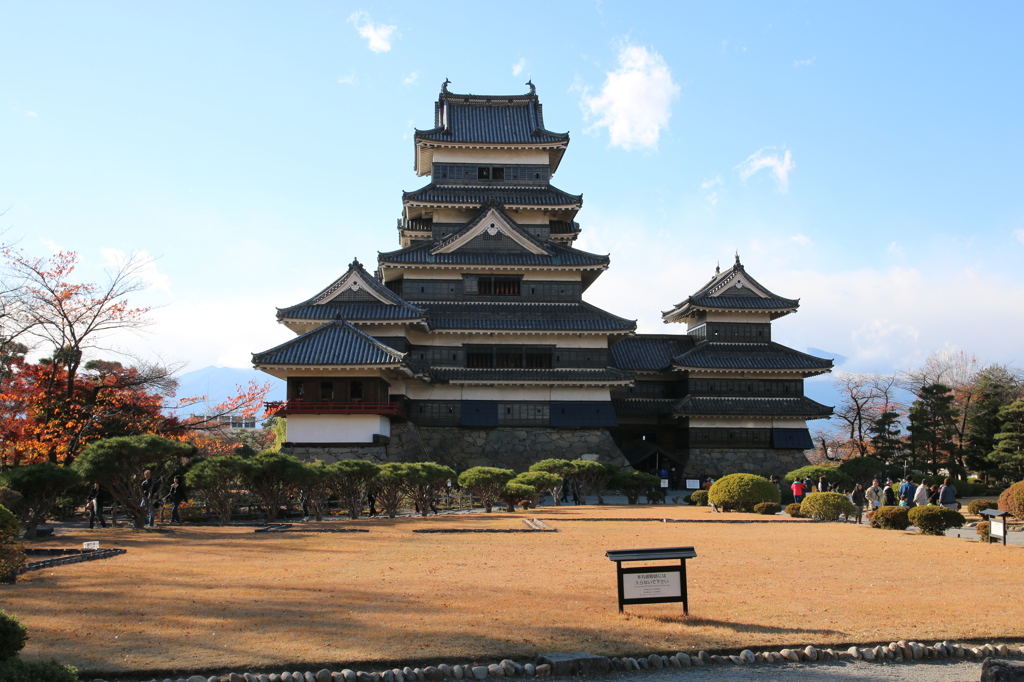 城と庭園のある風景