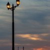 街灯と夕陽