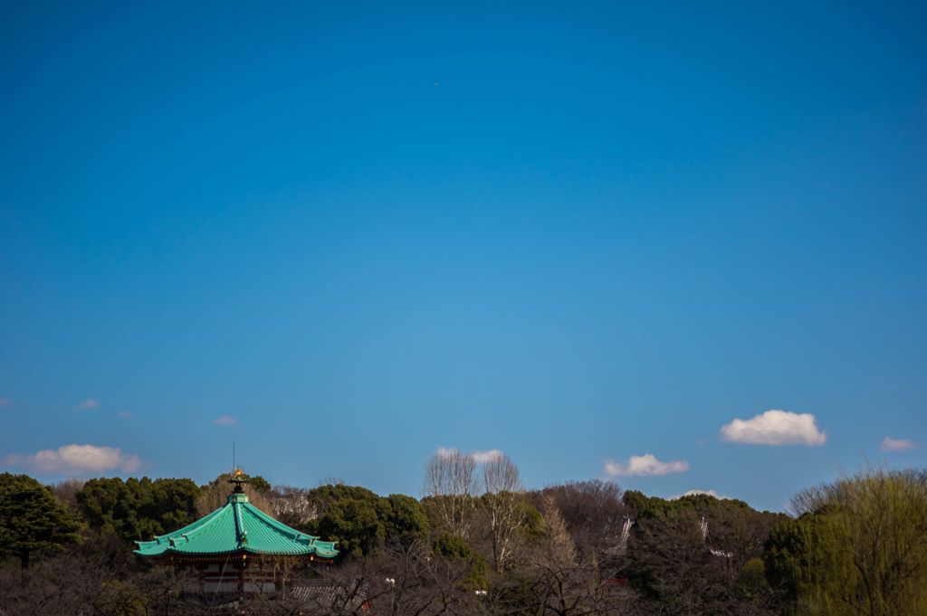 青い空と弁天堂
