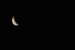 今朝のお月さまと木星（小さいですが....）