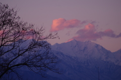 白馬連峰の夕暮れ　安曇野百景