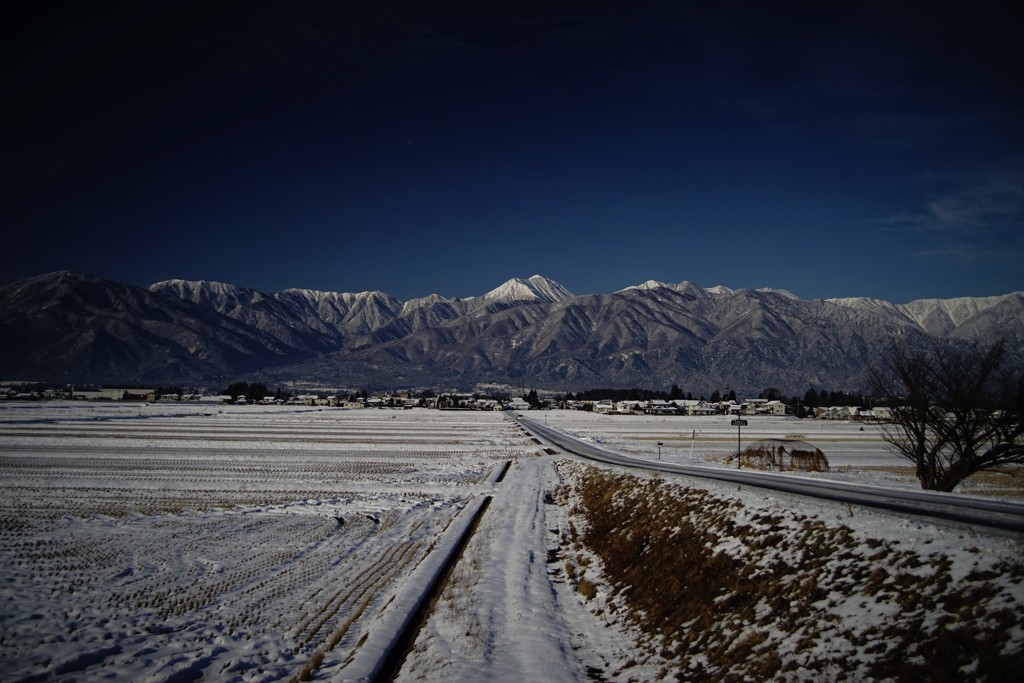 安曇野雪景色　