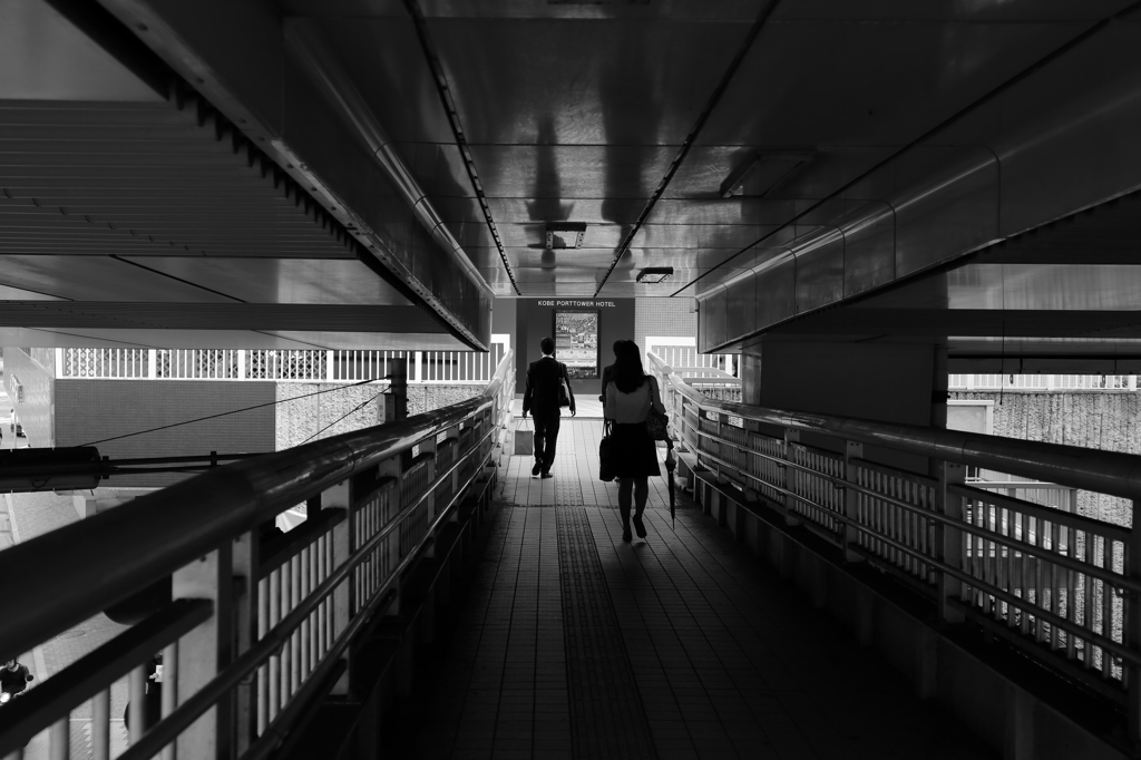 歩道橋の上にて