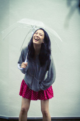雨の中