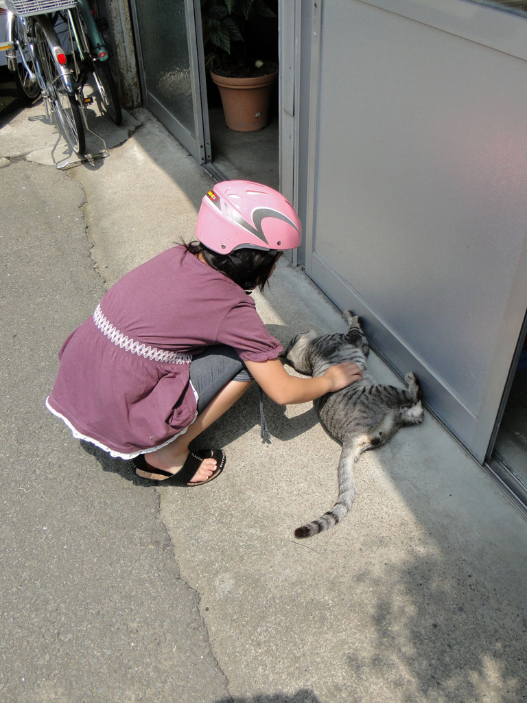 お腹をなでられて