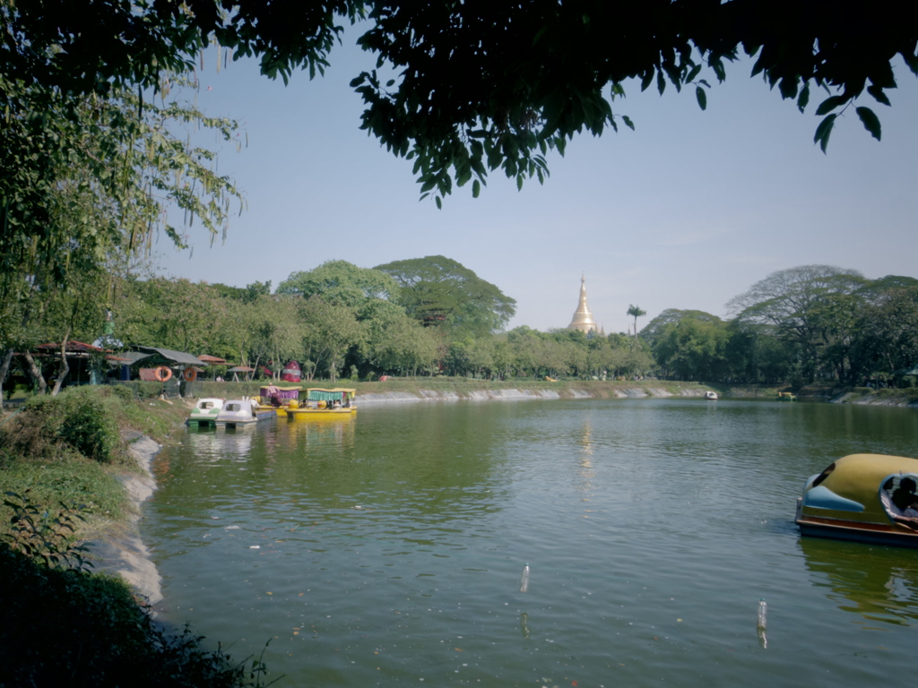 ヤンゴン遊園地からシュエダゴンパコダを望む