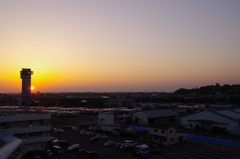 大洗街並み　夕暮れ