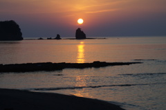 南紀白浜　臨海からの夕日