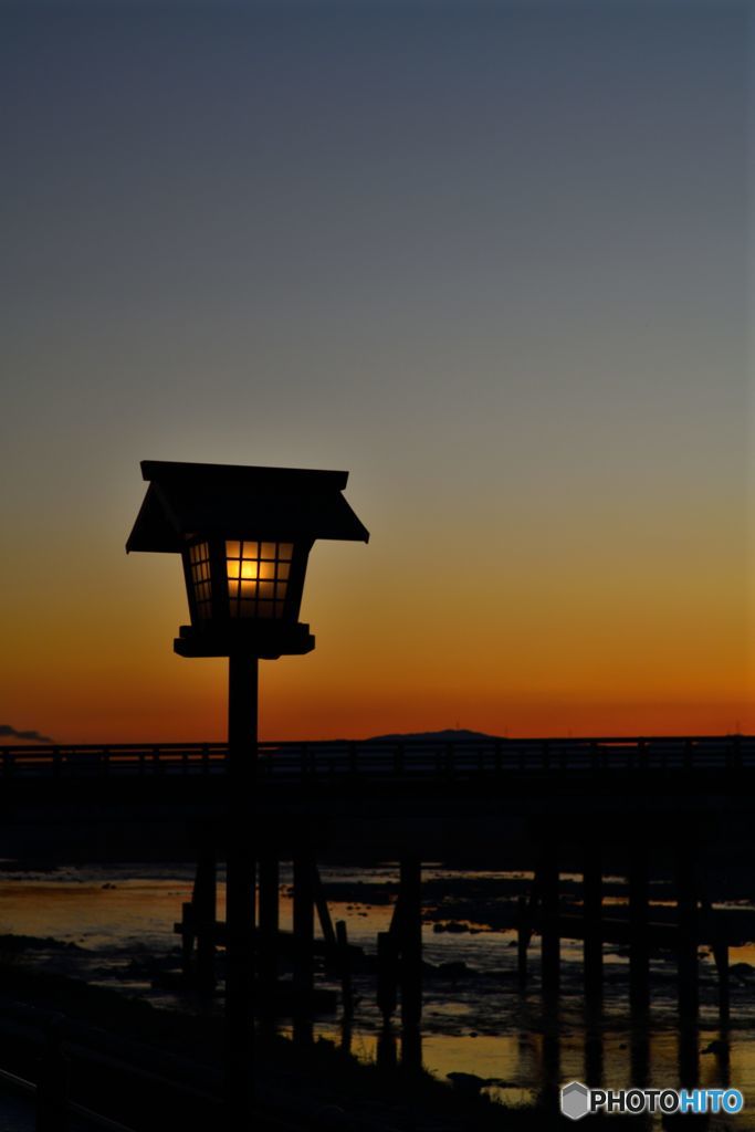 嵐山 渡月橋の夜明け