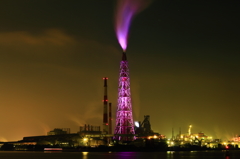 工場夜景　紫