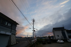 桃色雲の朝