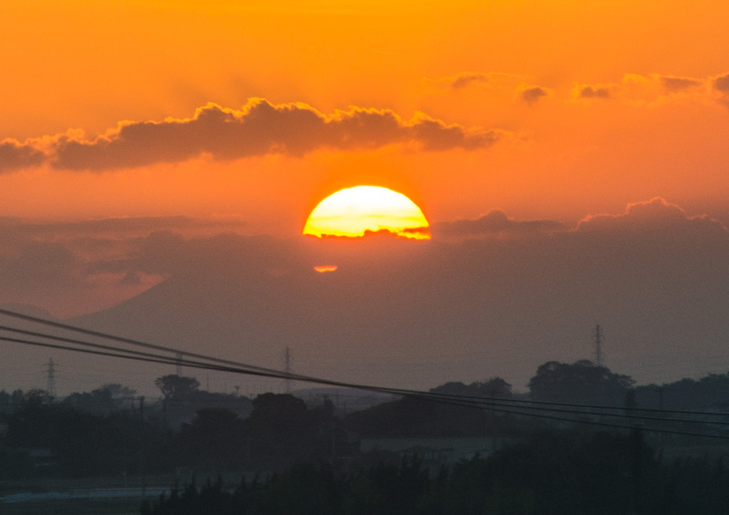 富士と夕日