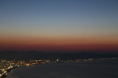 函館山からの月の出