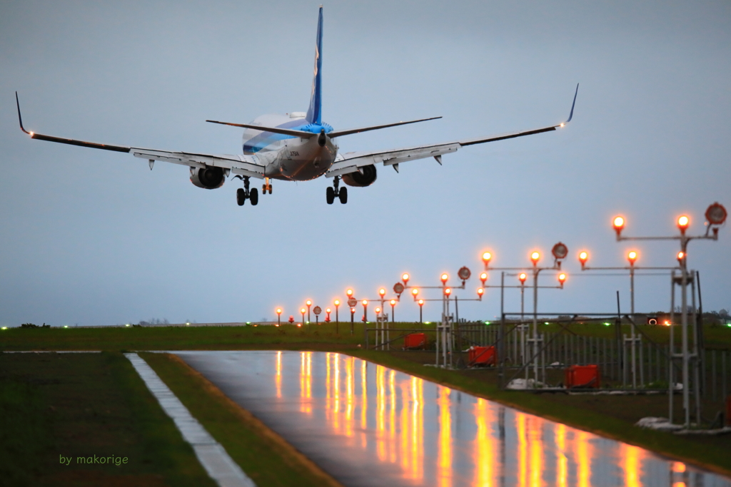 雨の空港