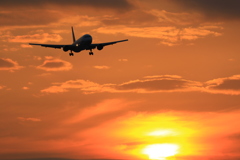 夕日と767