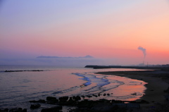 函館山　霧　夕日