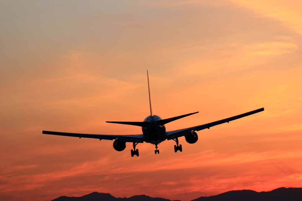 夕焼け飛行機 By Makorige Id 写真共有サイト Photohito