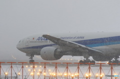 雪の中ANA