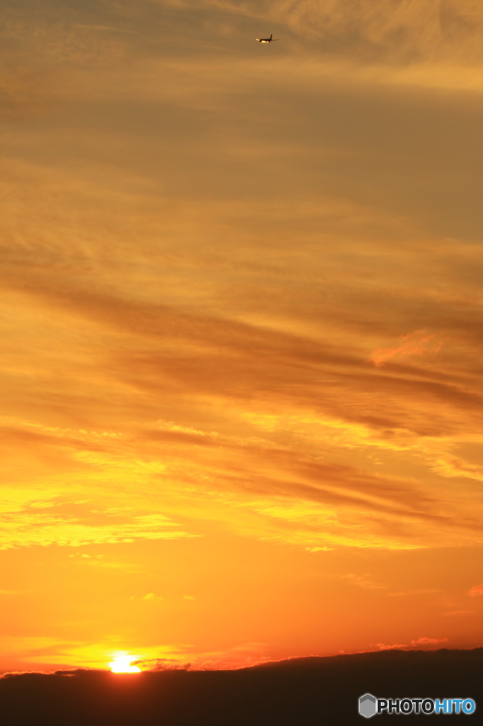 夕焼け空がま橙