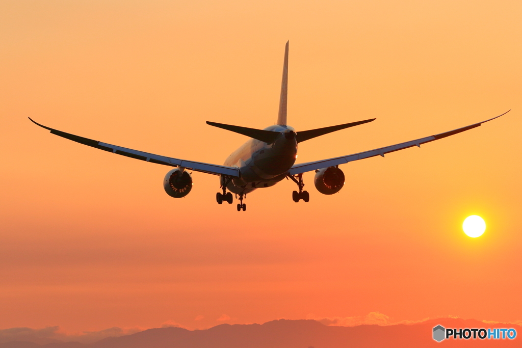 787と夕日