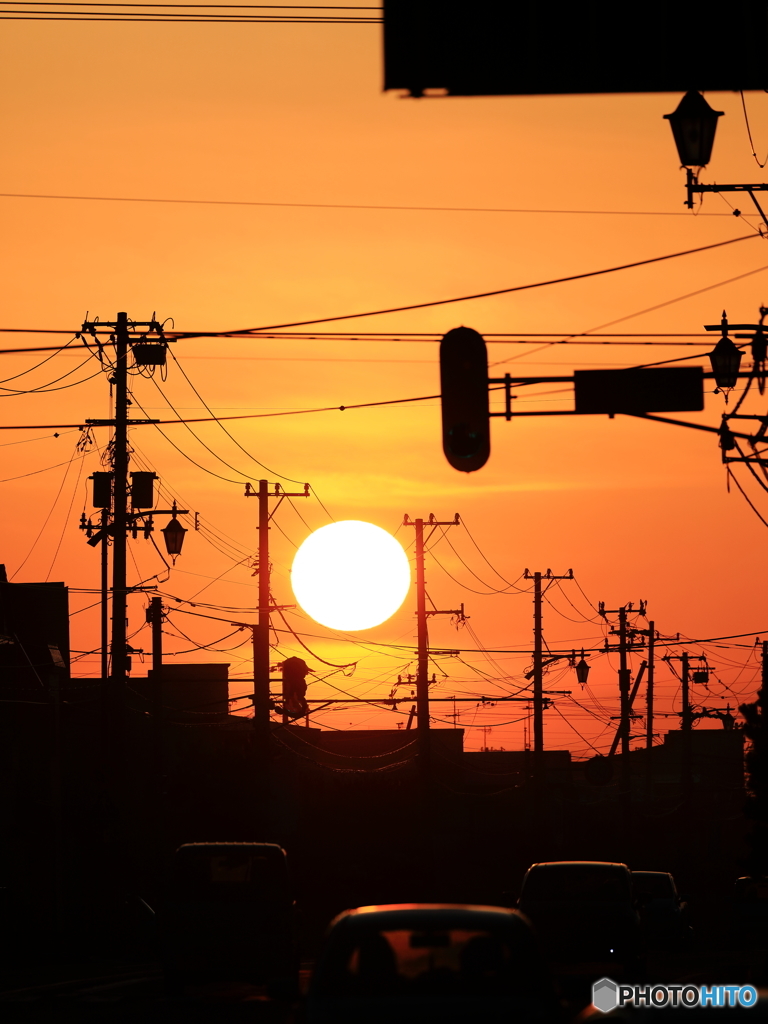 街の夕焼け