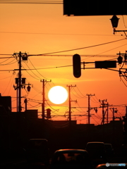 街の夕焼け