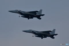 曇り空にF15