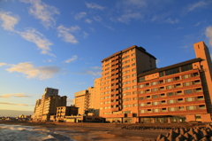 夕日を浴びて