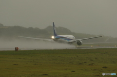 雨の中