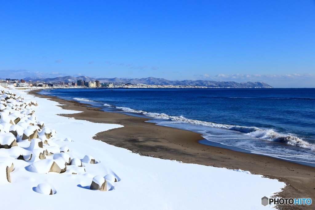 雪と海岸