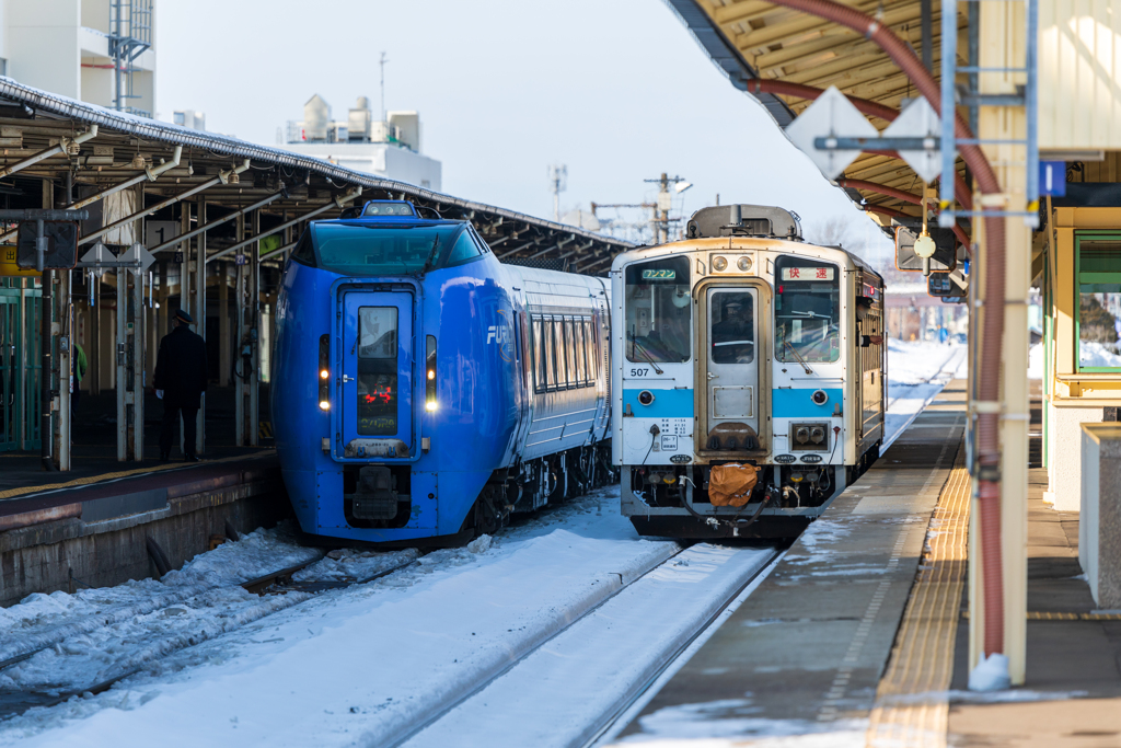 釧路駅にて