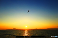 穴潤の夕景