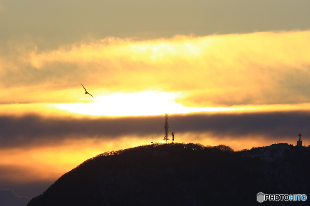 臥牛山の夕日