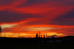 flaming sunset of yokohama
