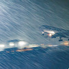大雨の中