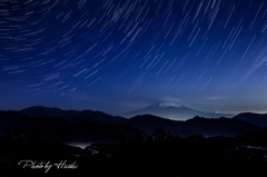 笠雲と星