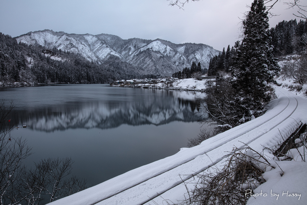 只見川雪景色