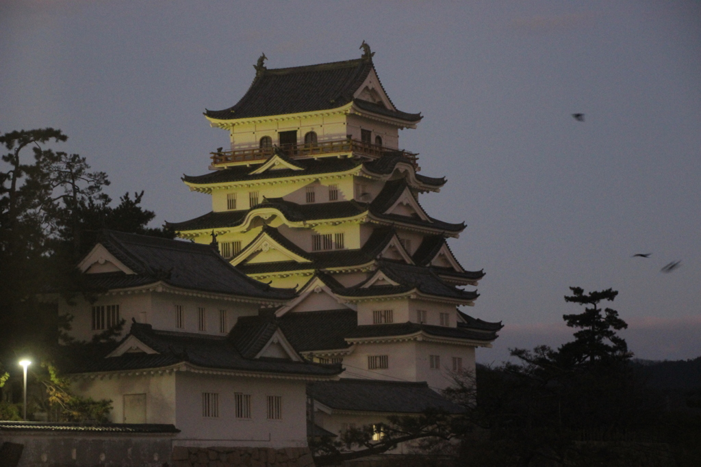 夜明け前の福山城。