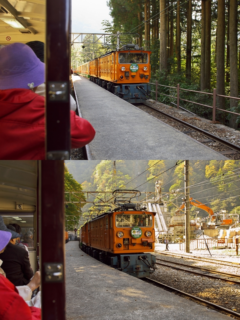 黒部奥山2015：トロッコすれ違い