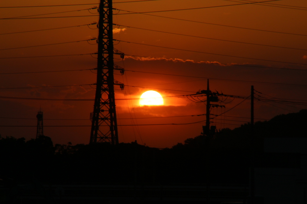 8月6日、夕日。
