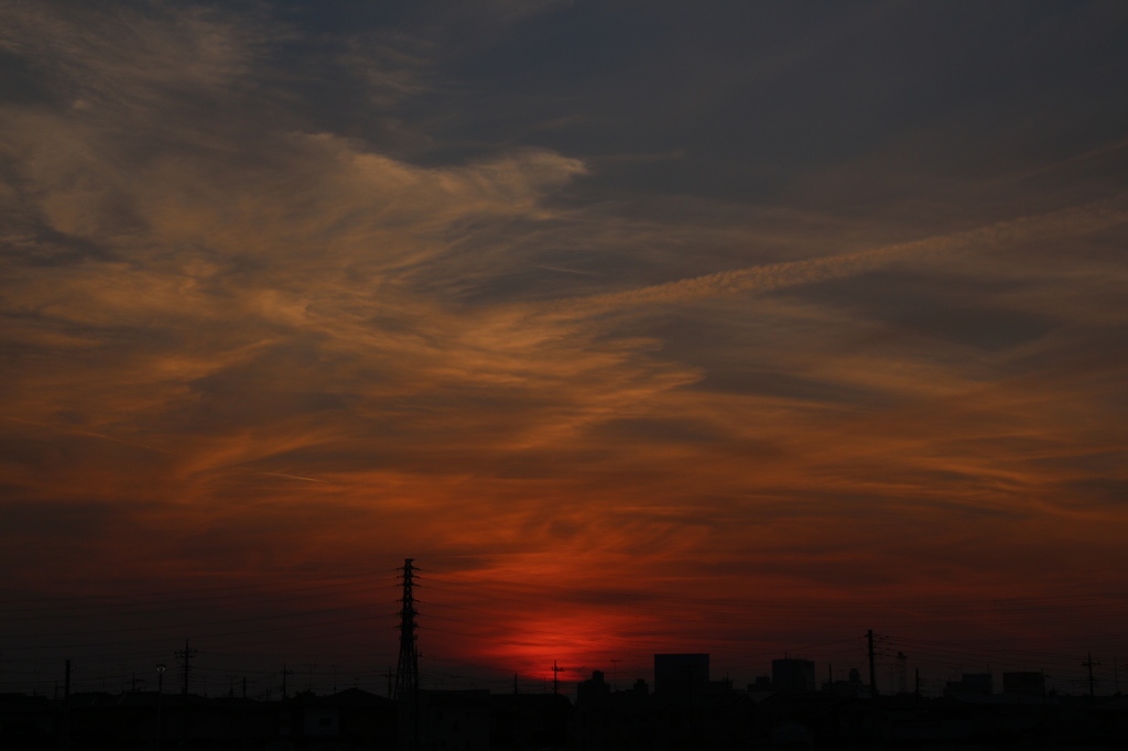 1月25日、夕焼け。