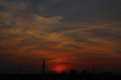1月25日、夕焼け。
