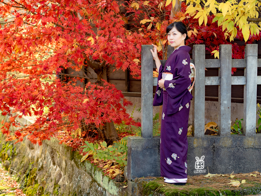 高山着物女子　紅葉