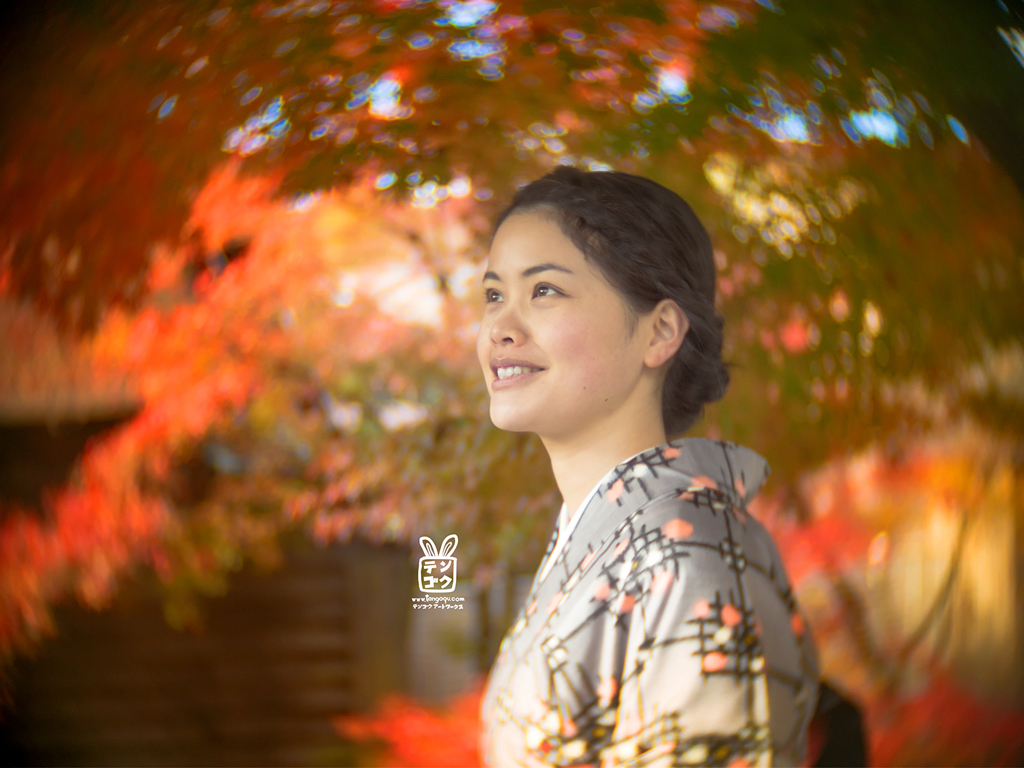 着物女子 紅葉Bokeh