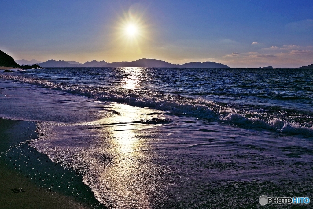 On the coast at dusk in winter 2